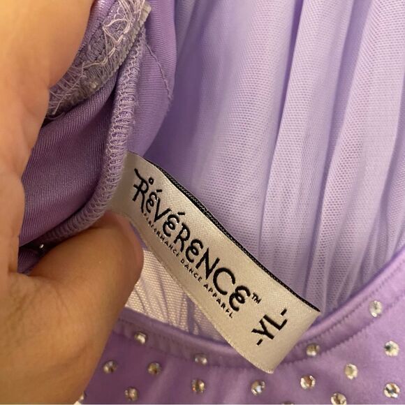 Reverence Custom solo rhinestoned dance costume lavender mesh cutout leotard  LC - Picture 10 of 14